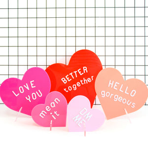 Pink Set of acrylic hearts - customizable with stickers