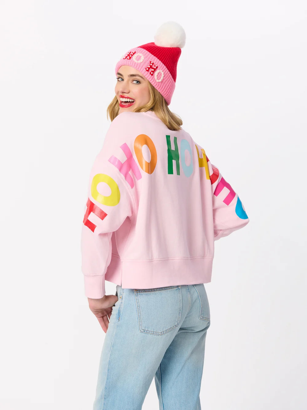 SANTA/"HO HO HO" RELAXED SWEATSHIRTS,BLUSH