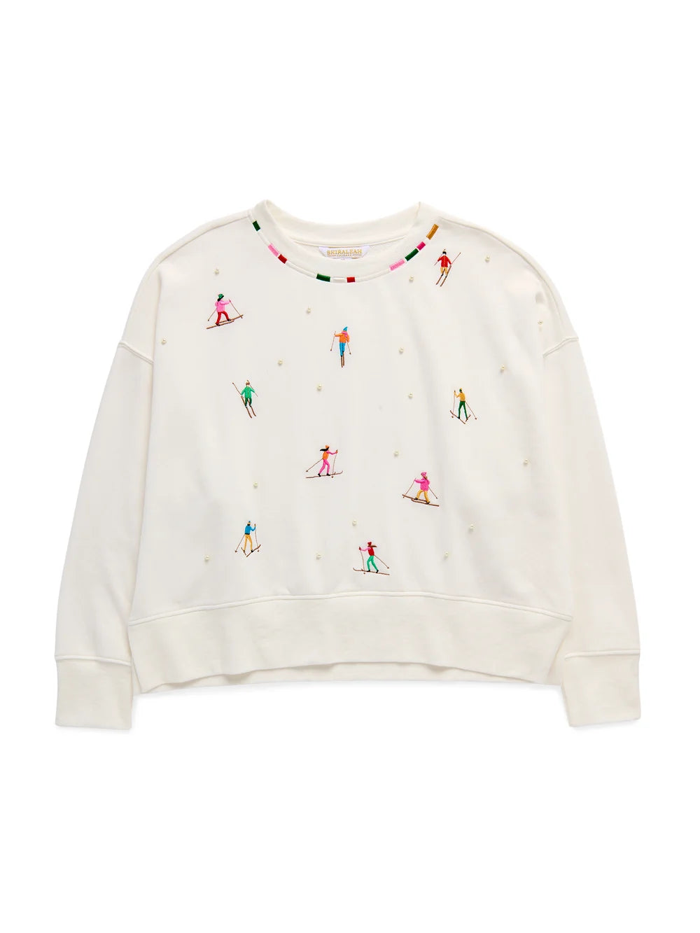 SKIERS WITH PEARLS RELAXED SWEATSHIRTS,IVORY