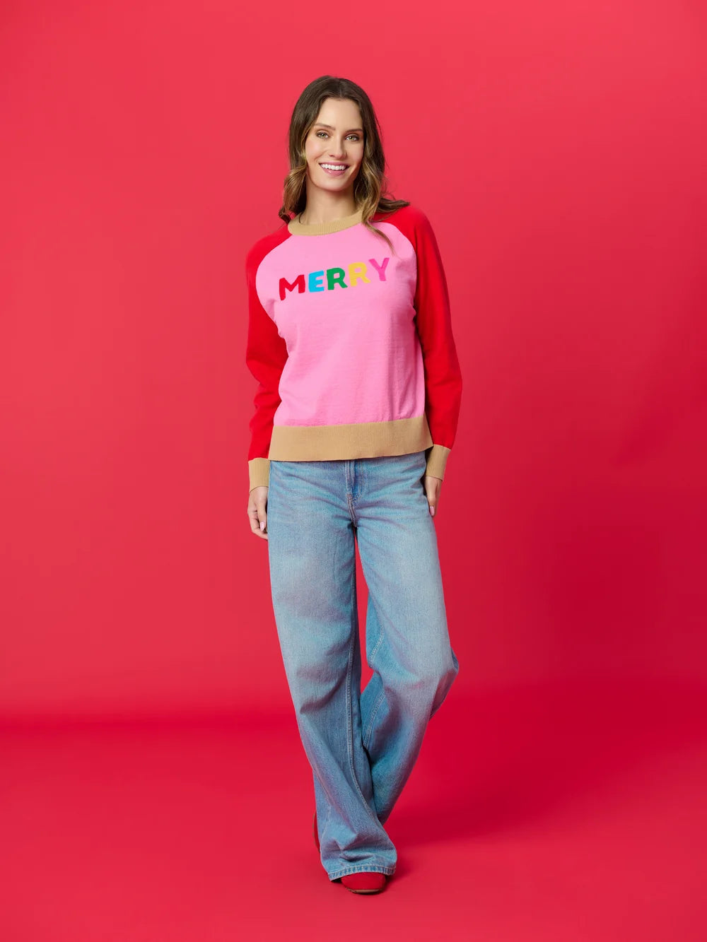 "MERRY" LIGHTWEIGHT BOXY SWEATERS,PINK