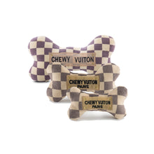 Load image into Gallery viewer, Checker Chewy Vuiton Bones Squeaker Dog Toy