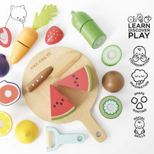 Load image into Gallery viewer, Wooden Chopping Board &amp; Sliceable Play Food