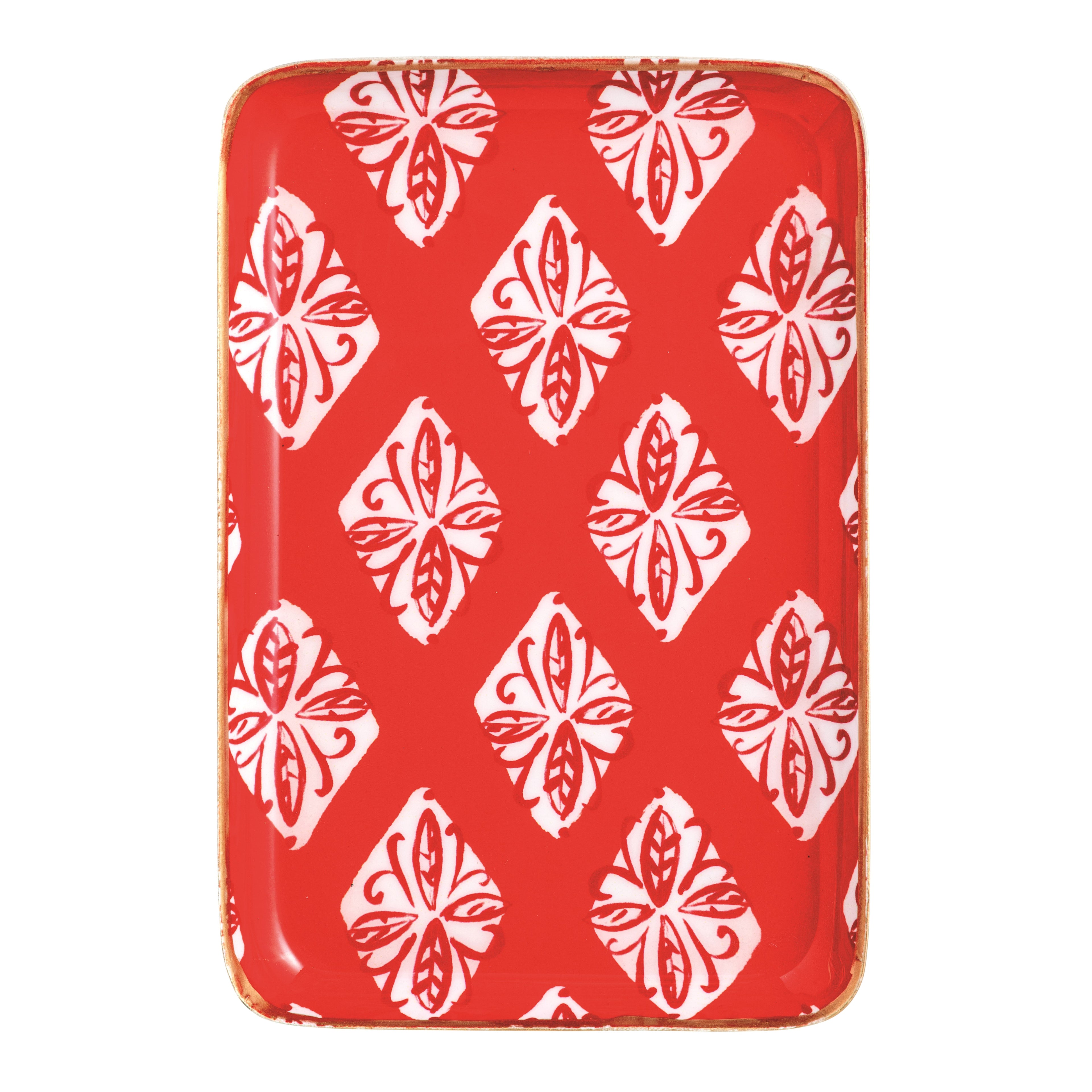 Red Block Metal Tidbit Plate