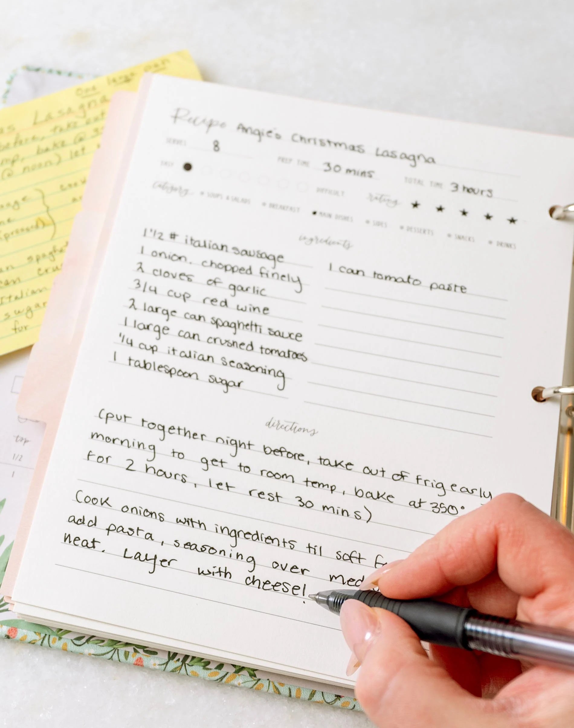 Strawberry Meadow Petite Recipe Binder