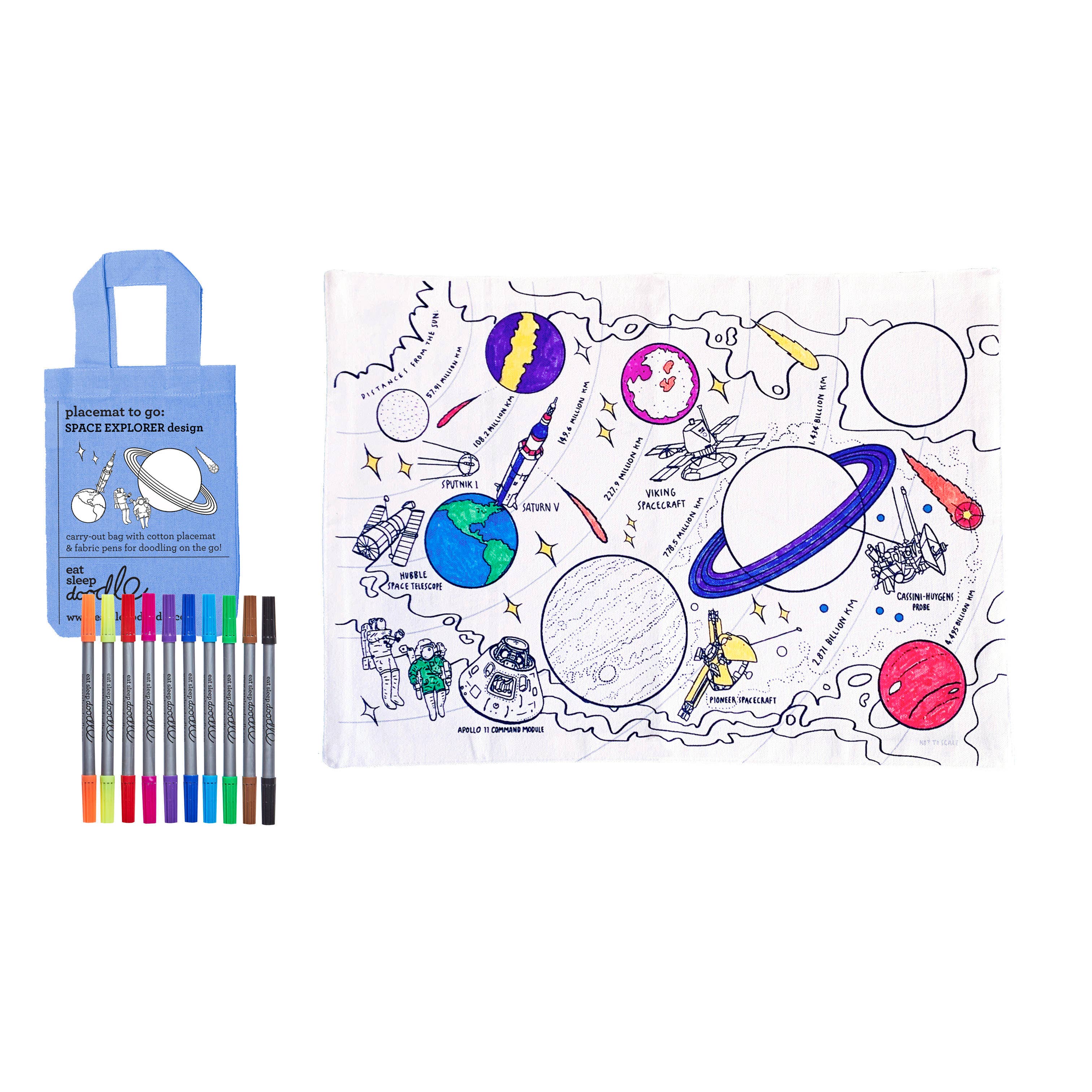 Kids Coloring Mat - Space Explorer Placemat to Go - DIY