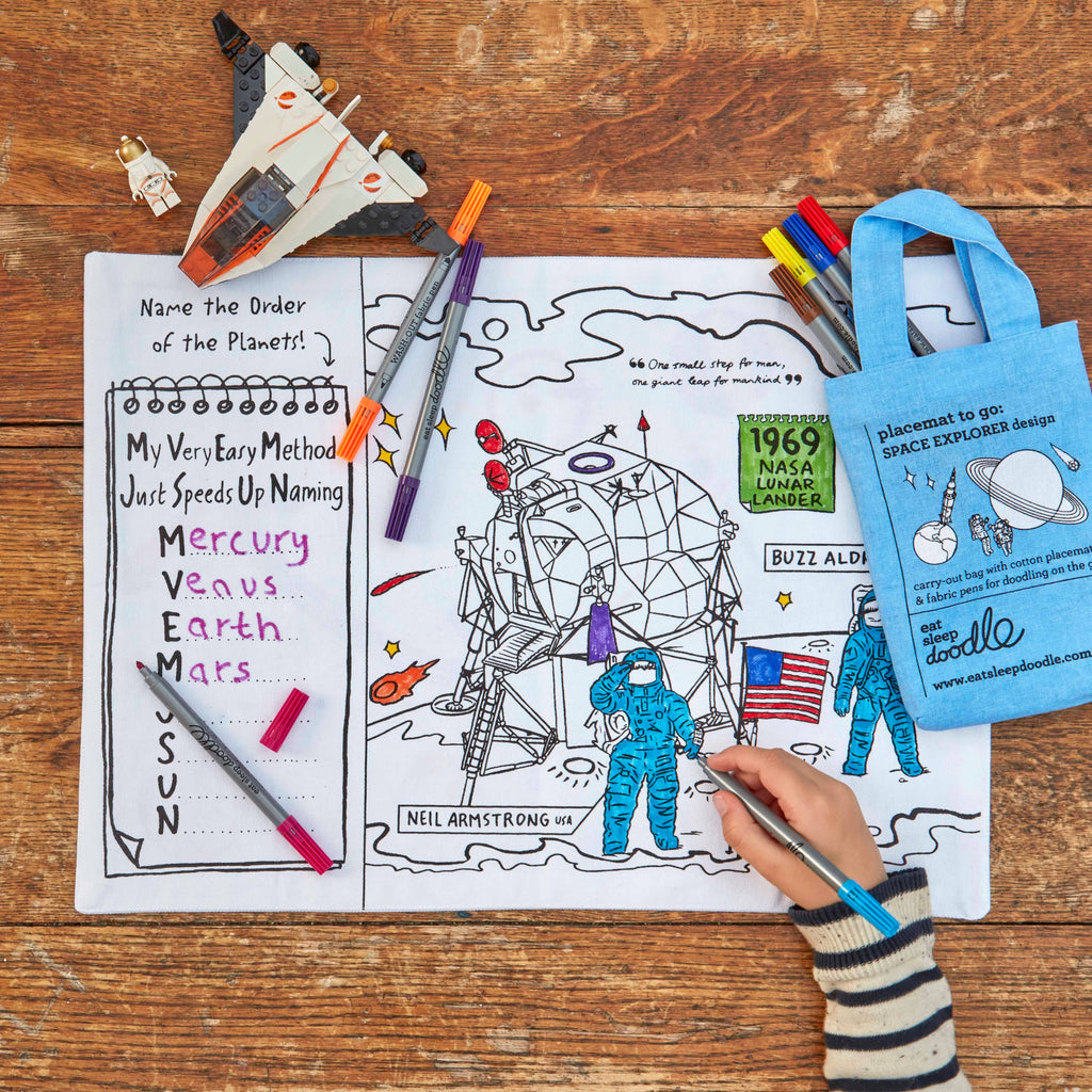 Kids Coloring Mat - Space Explorer Placemat to Go - DIY
