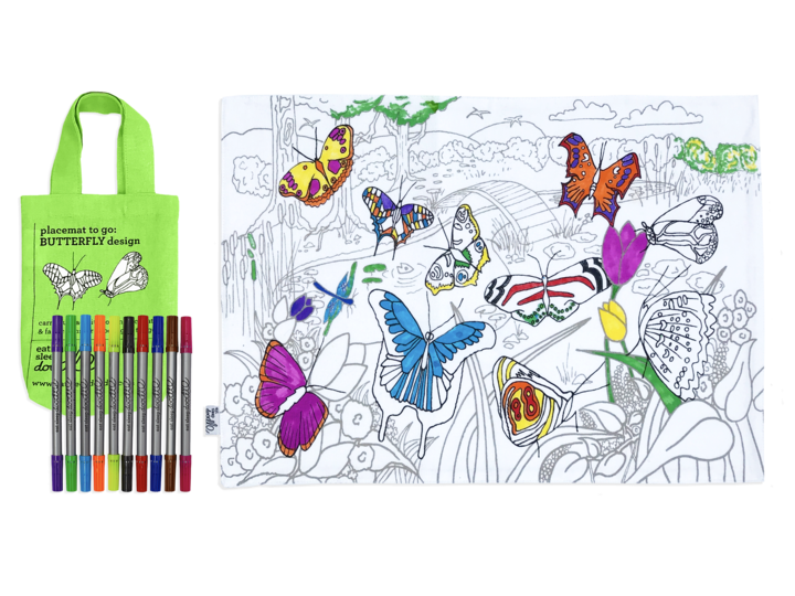 DIY Craft Kit - Coloring Mat - Butterfly Placemat to Go