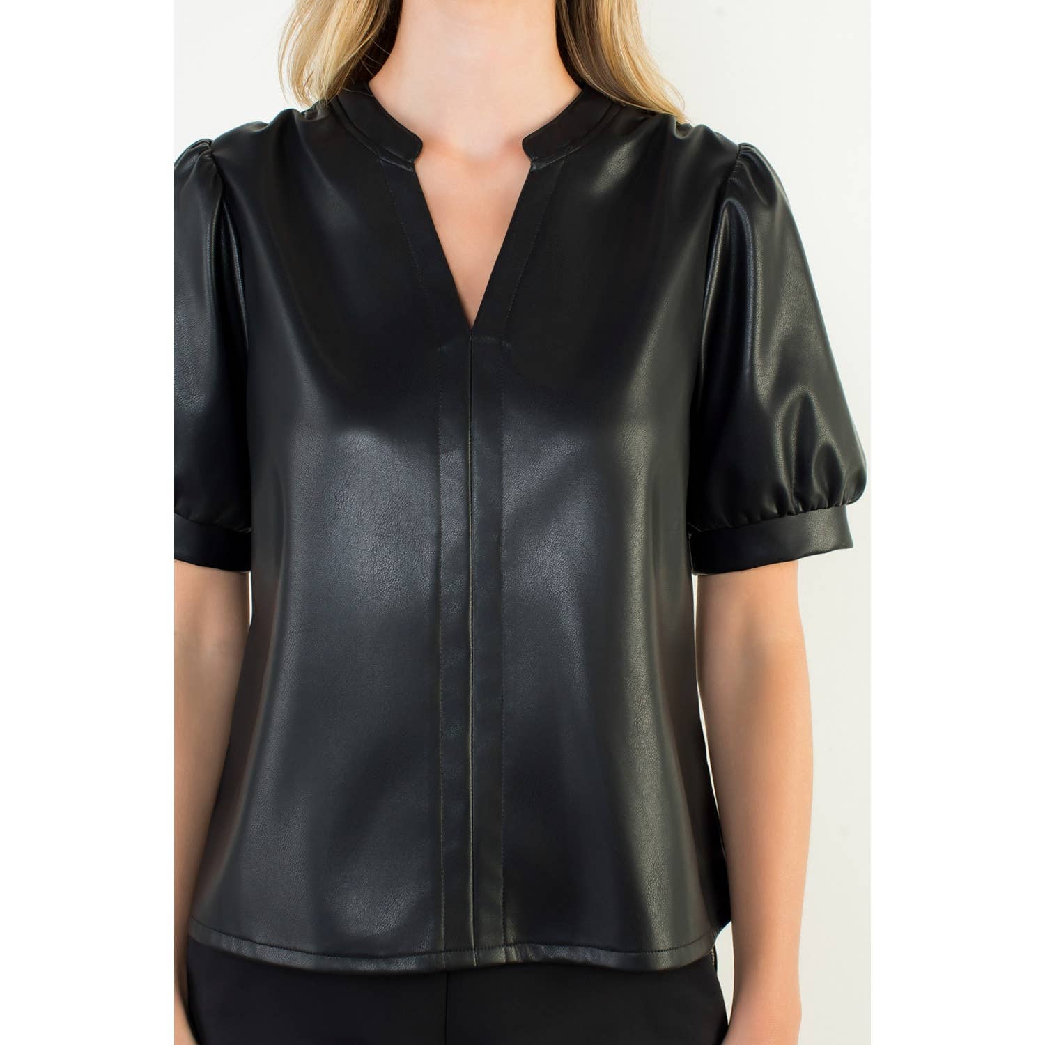 Puff Sleeve Leather Top