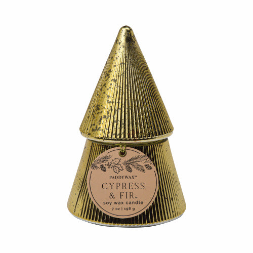 GOLD MERCURY CHRISTMAS TREE CANDLE - CYPRESS & FIR