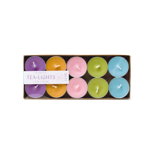 Colorful Tea Lights, 10 pack - Spring