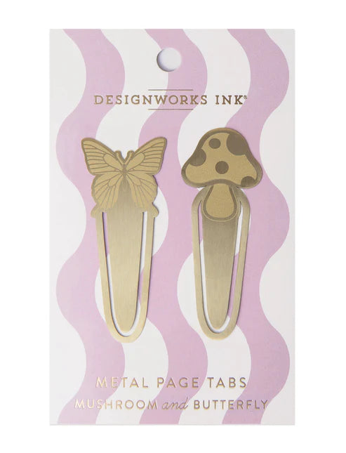 Brass Page Tabs - Mushrooms + Butterfly