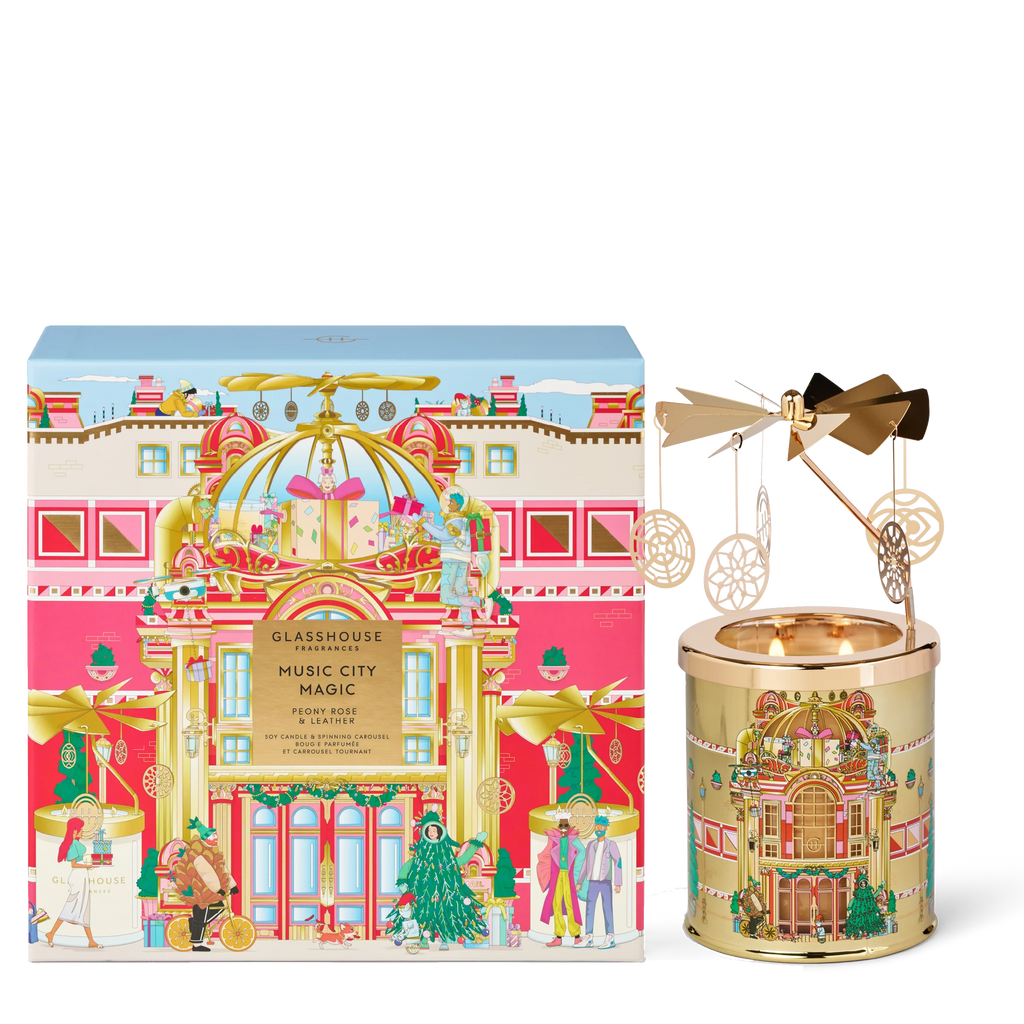 13.4 oz. Candle with Spinning Carousel Gift Set