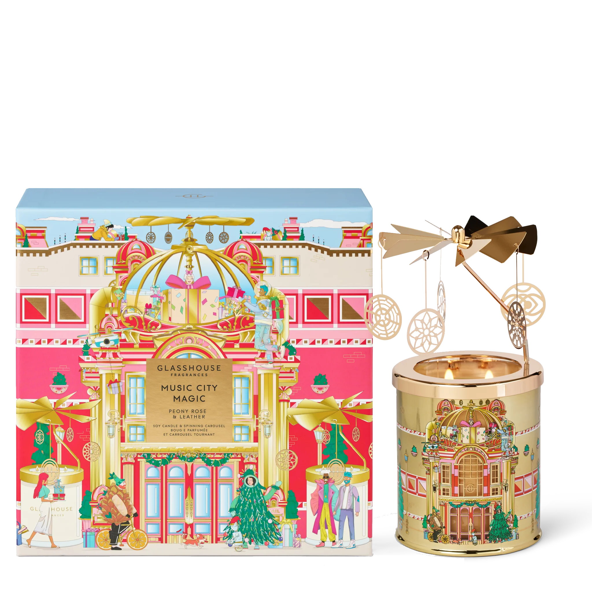 13.4 oz. Candle with Spinning Carousel Gift Set