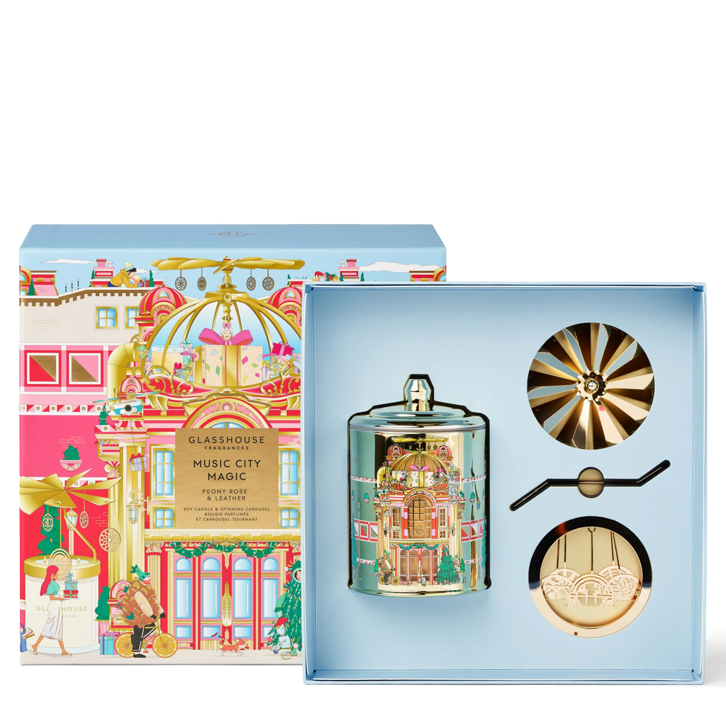 13.4 oz. Candle with Spinning Carousel Gift Set