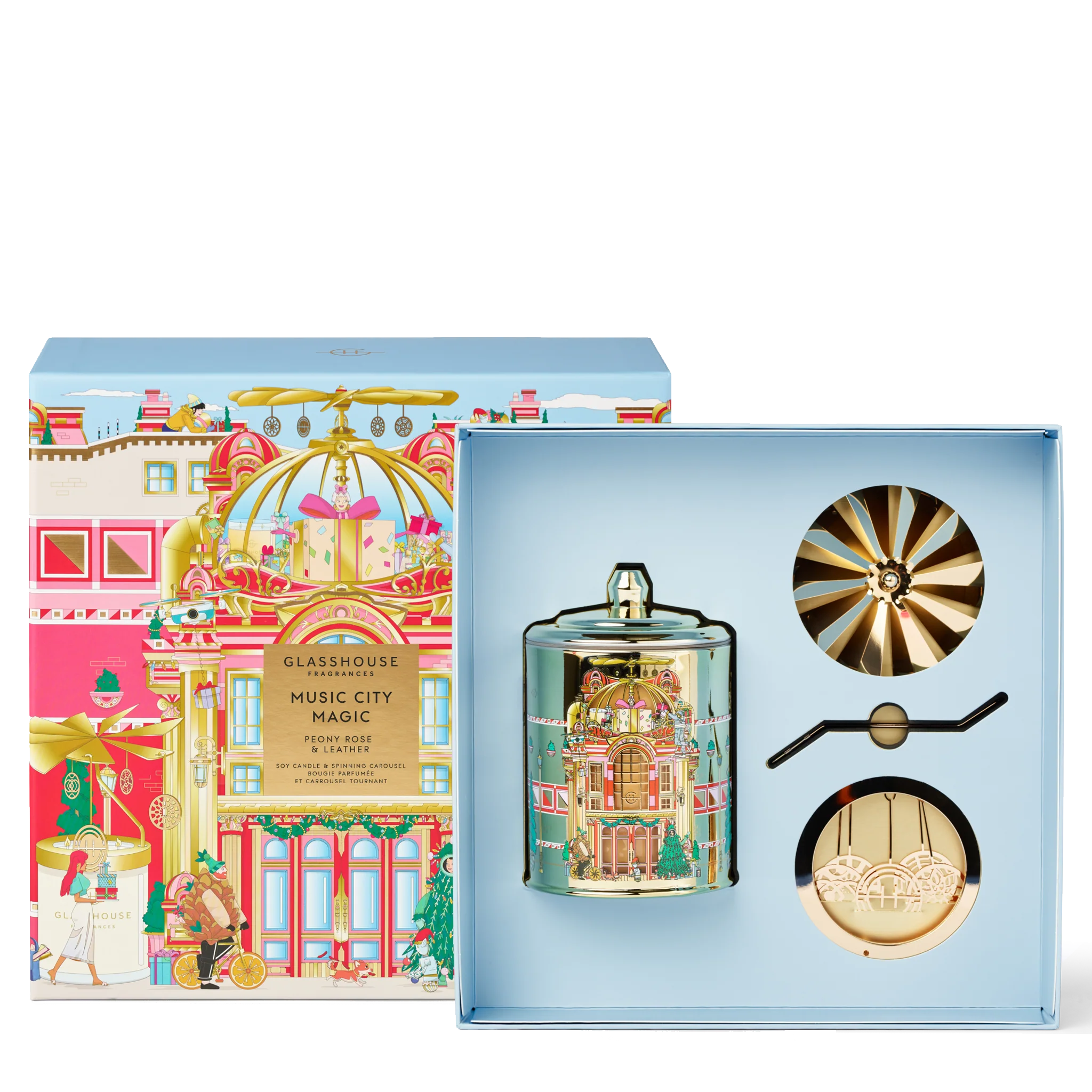 13.4 oz. Candle with Spinning Carousel Gift Set