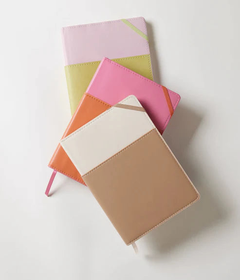 Vegan Leather Pocket Journal - Pink + Chili