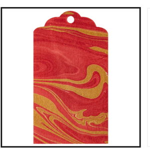 RED & GOLD VEIN MARBLED TAGS