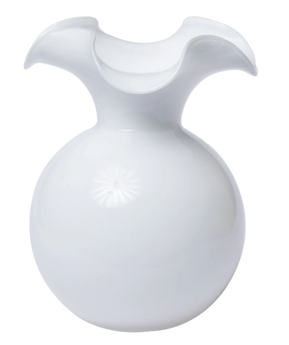 White Glass Medium Fluted Vase