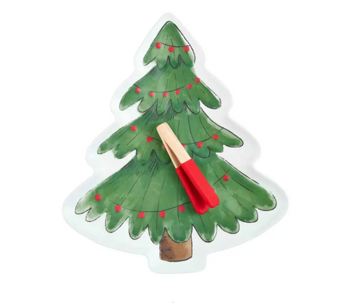 Christmas Tree Melamine Platter & Tongs