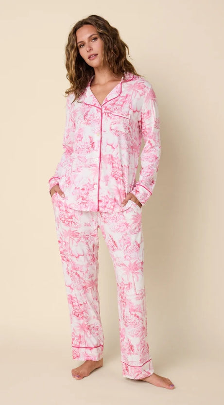 Palm Grove Toile Pima Knit Long-Sleeved Pajama