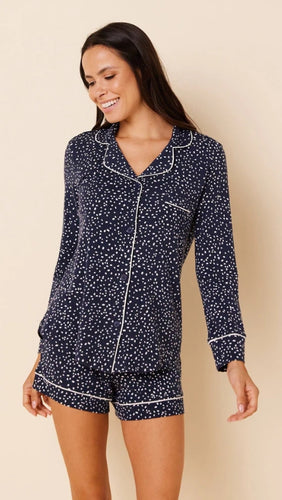 Confetti Dot Pima Knit Long-Sleeved Short Set