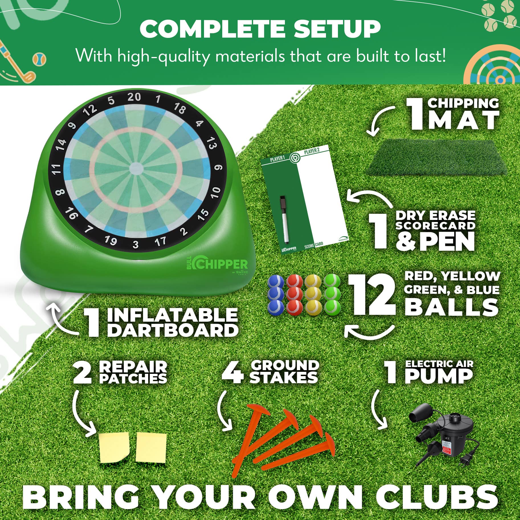 Bull Chipper™ | Giant Golf Darts (Over 6ft Tall)