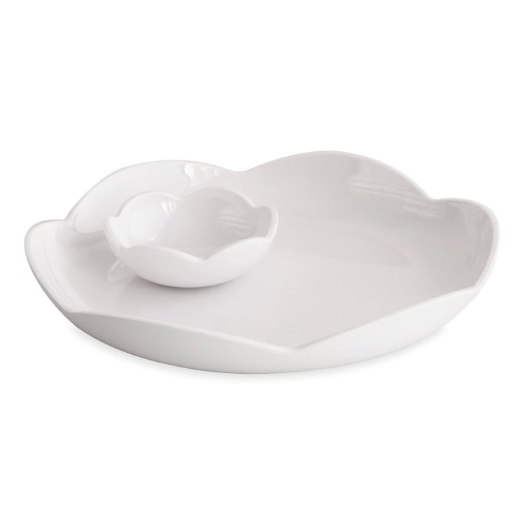 VIDA Amelia Round Platter with Mini Dip Bowl (White)