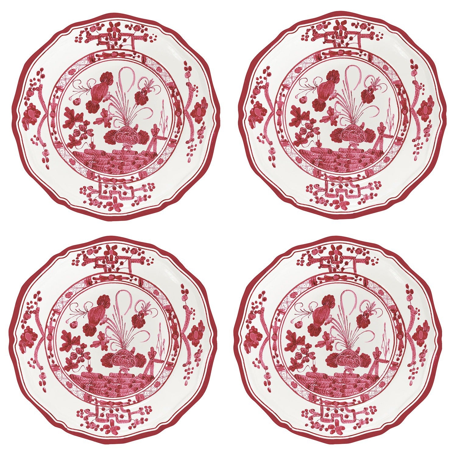 VIDA Faenza Appetizer Plate Set of 4 (Red and White)