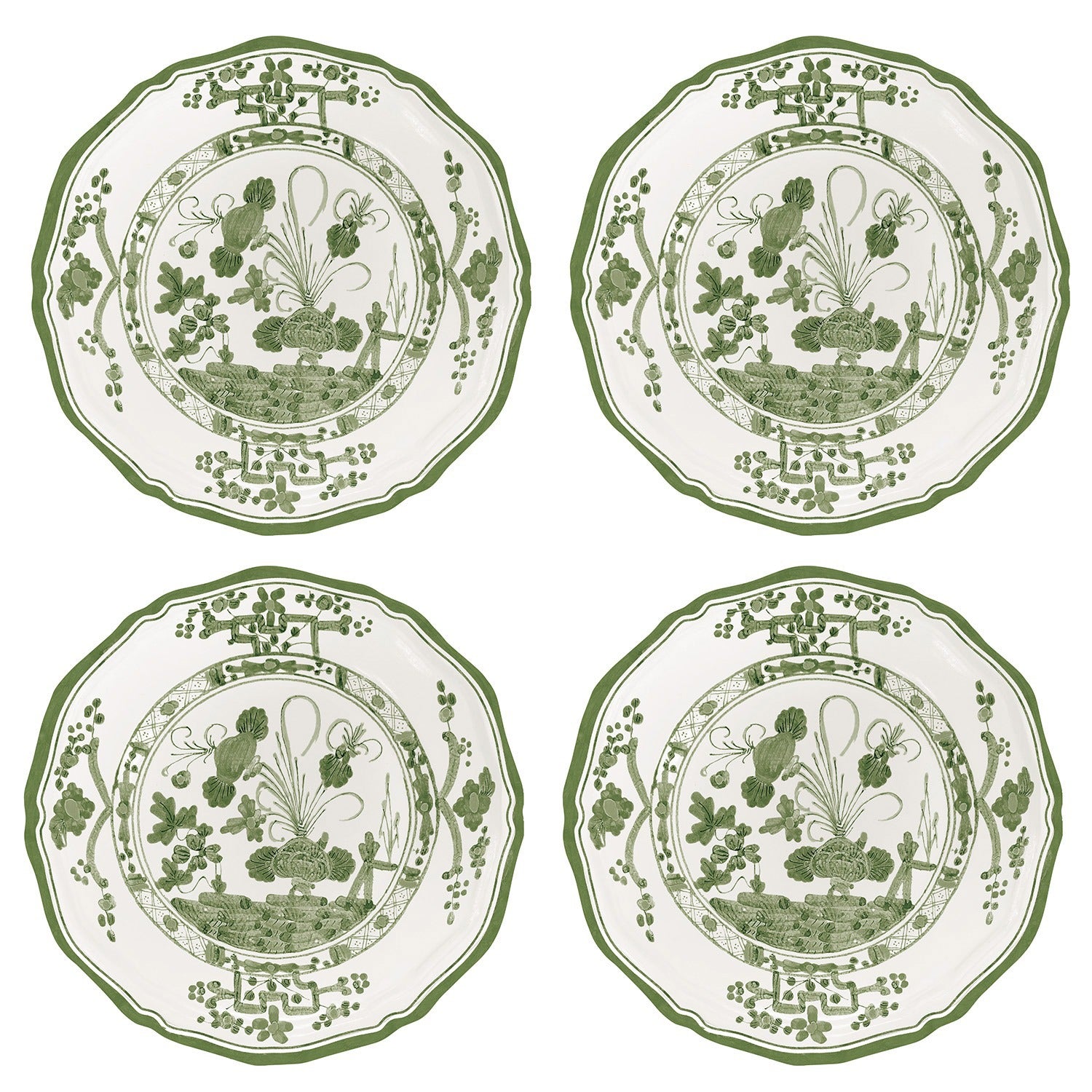 VIDA Faenza Appetizer Plate Set of 4 (Green and White)