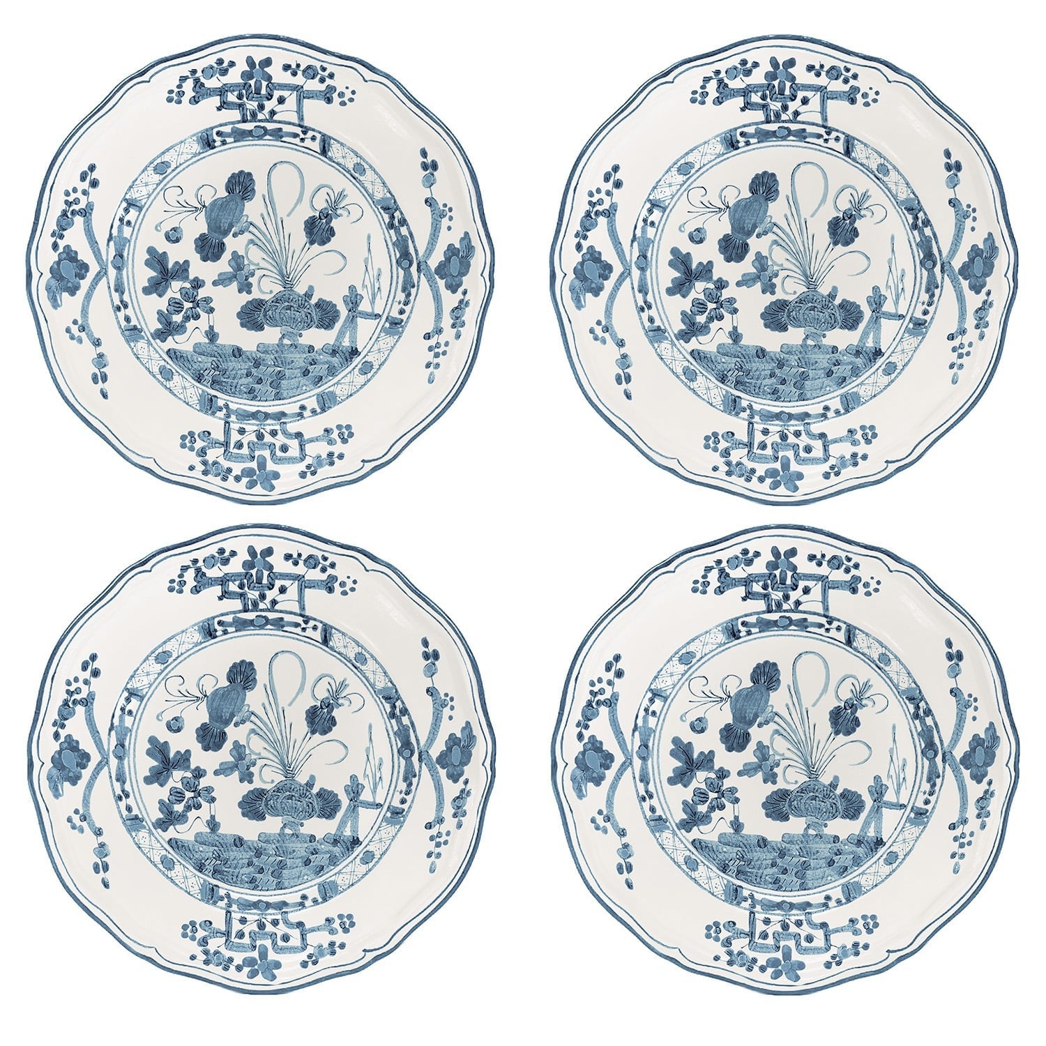 VIDA Faenza Appetizer Plate Set of 4 (Blue and White)