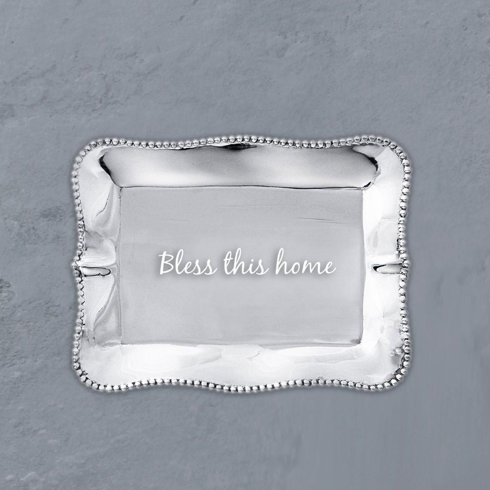 GIFTABLES Pearl Denisse Rect Engraved Tray "Bless