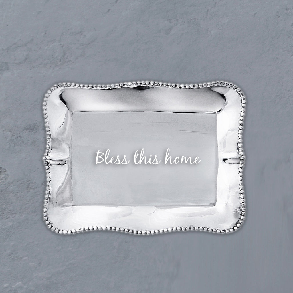 GIFTABLES Pearl Denisse Rect Engraved Tray "Bless