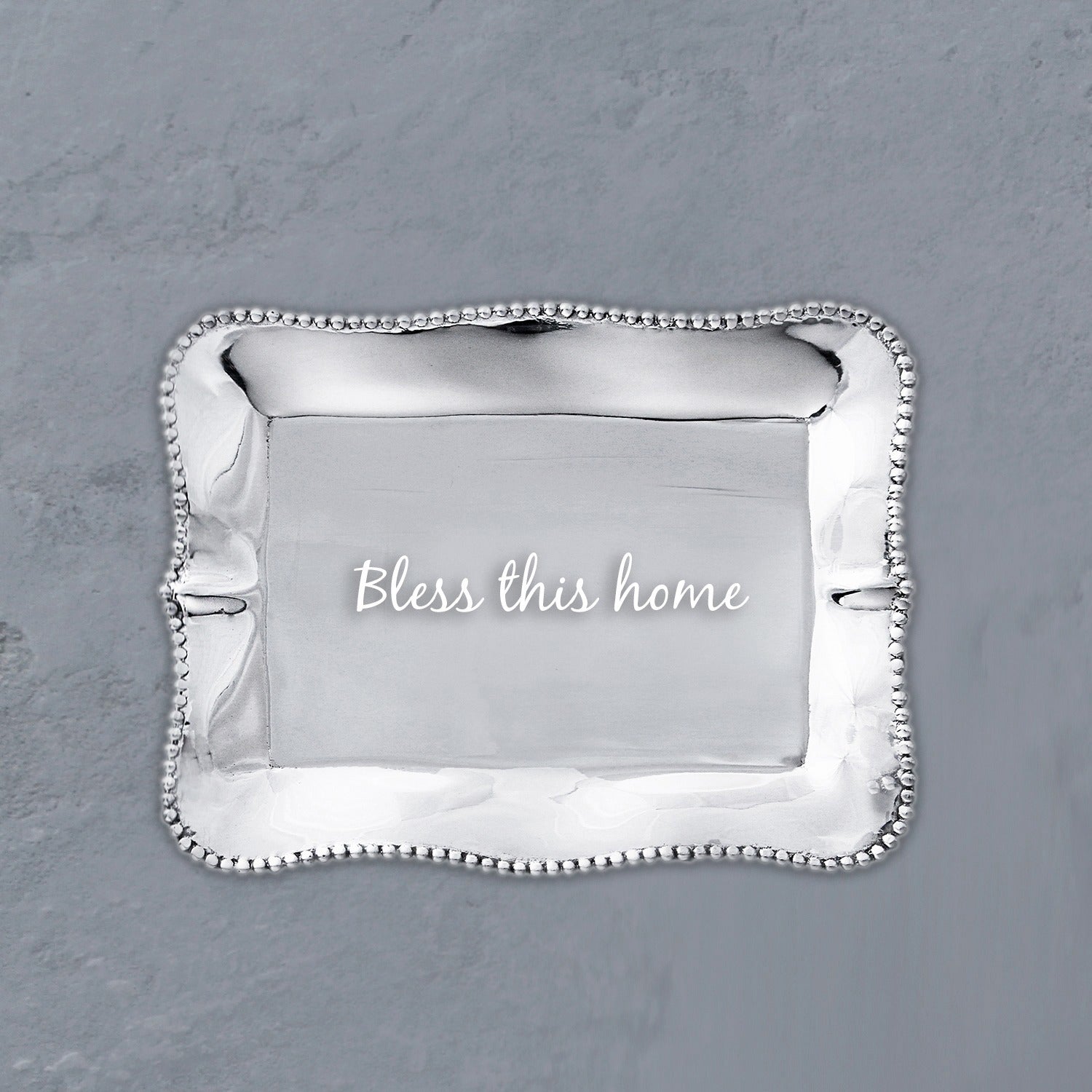 GIFTABLES Pearl Denisse Rect Engraved Tray "Bless