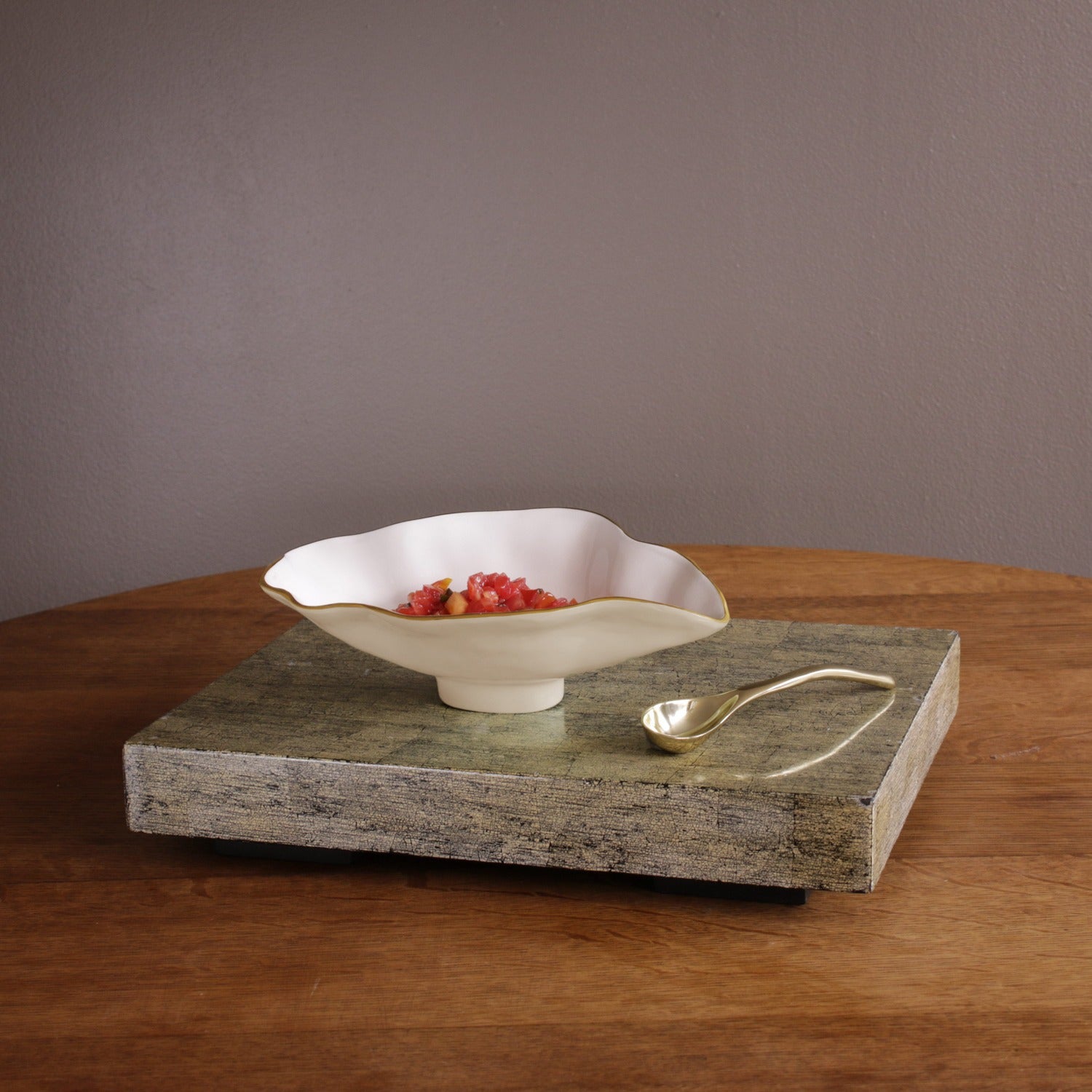 ENCANTO Claire Small Oval Bowl with Spoon (Cream,