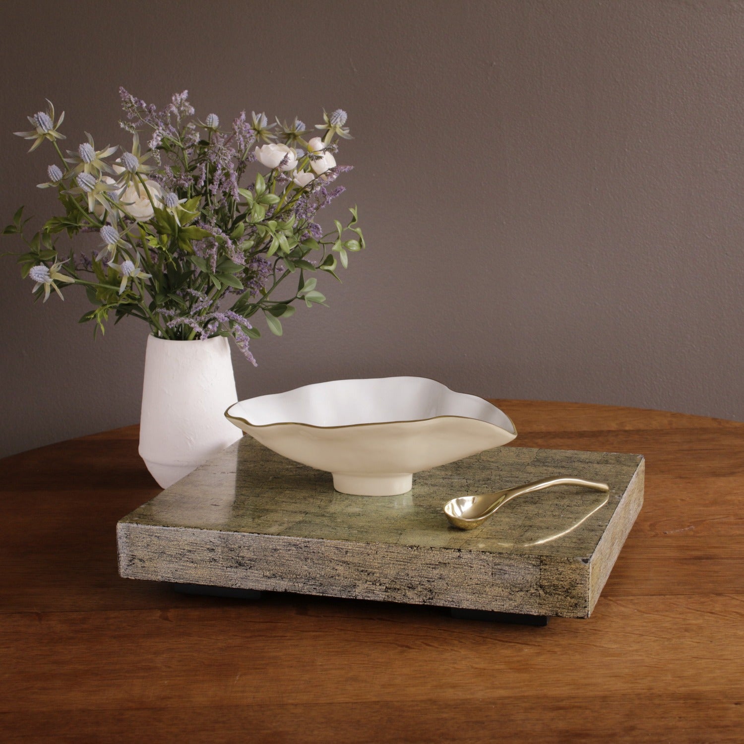 ENCANTO Claire Small Oval Bowl with Spoon (Cream,