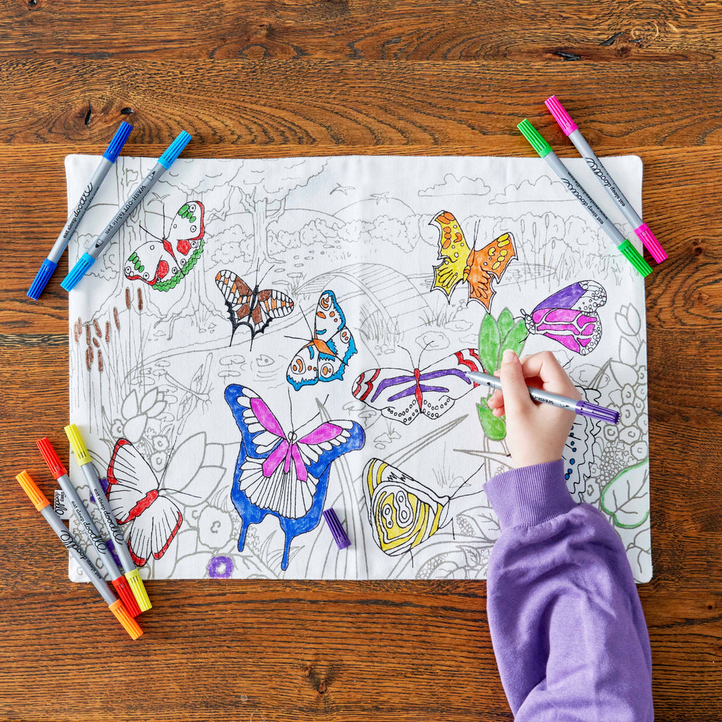 DIY Craft Kit - Coloring Mat - Butterfly Placemat to Go