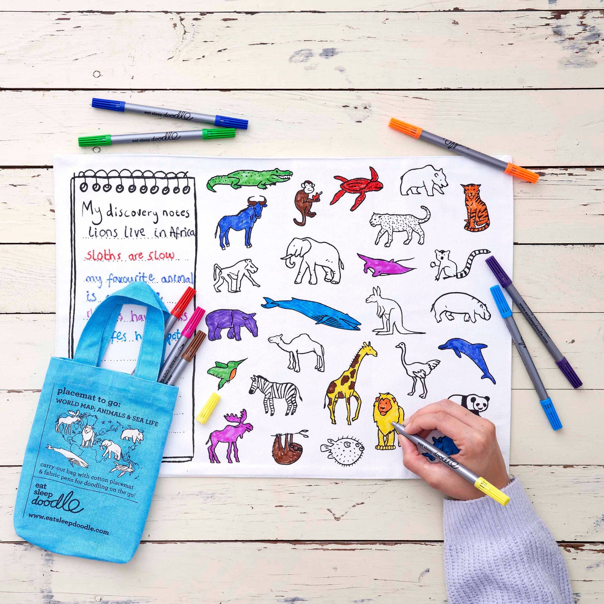 DIY Craft Kit - Coloring Mat - World Map Placemat to Go