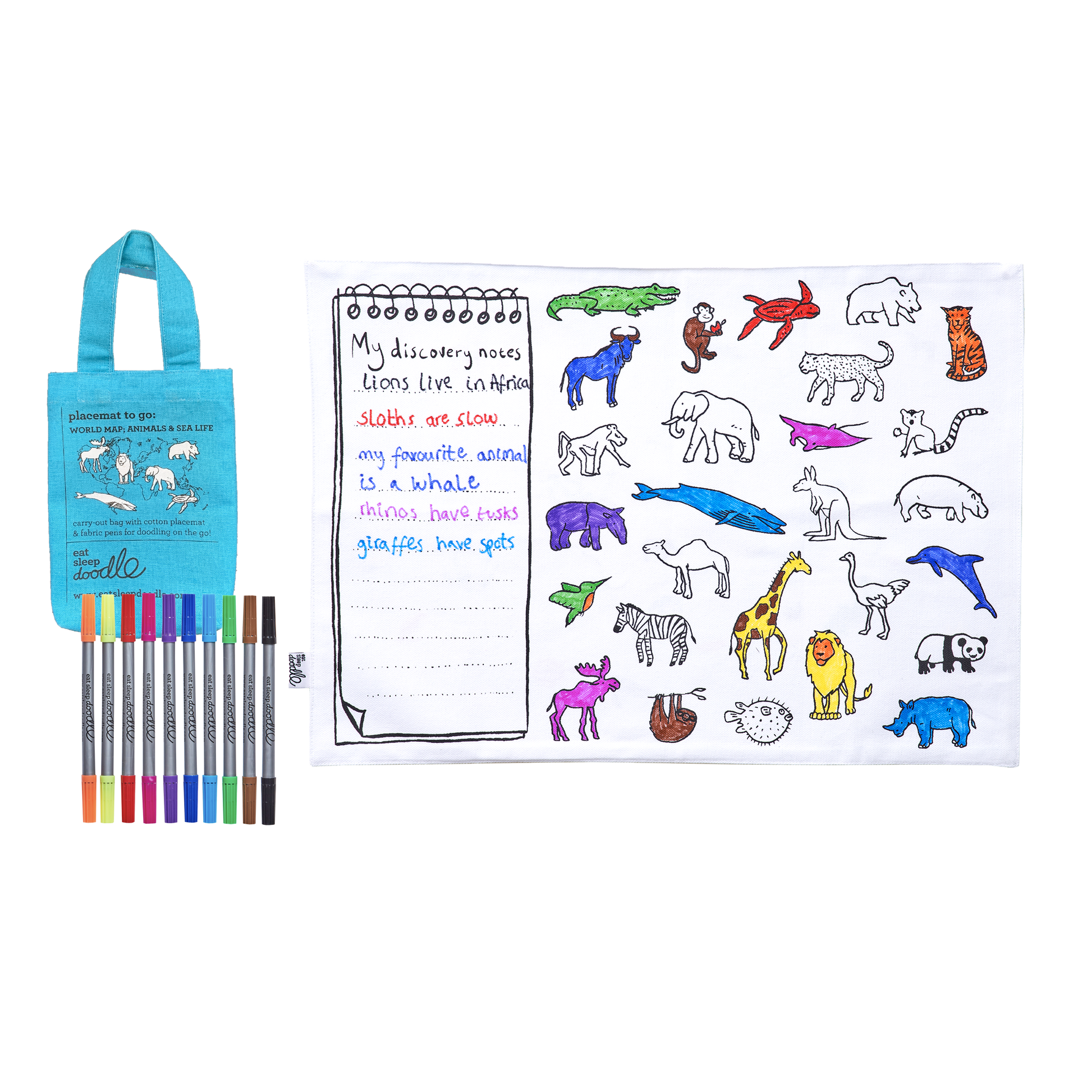 DIY Craft Kit - Coloring Mat - World Map Placemat to Go