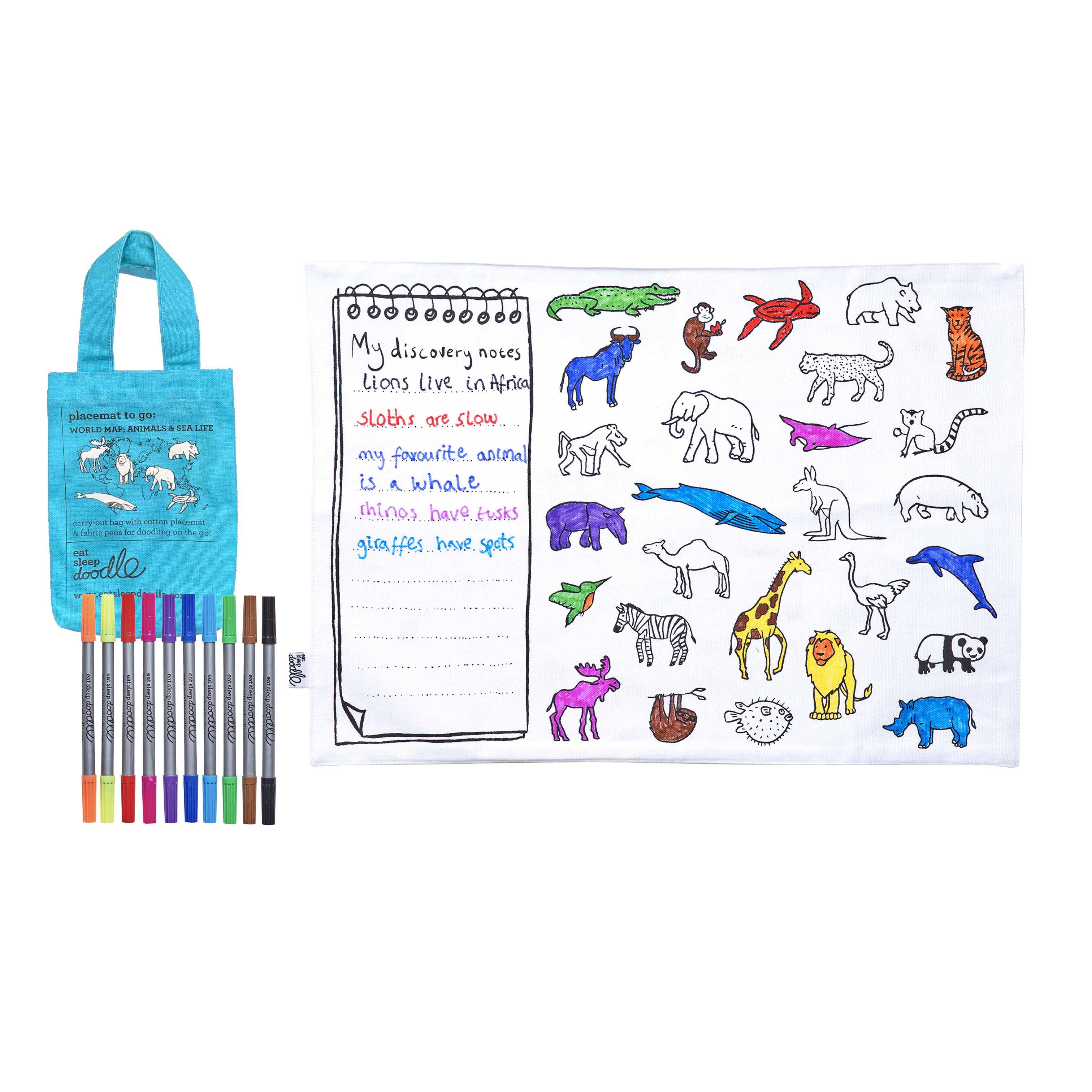 DIY Craft Kit - Coloring Mat - World Map Placemat to Go