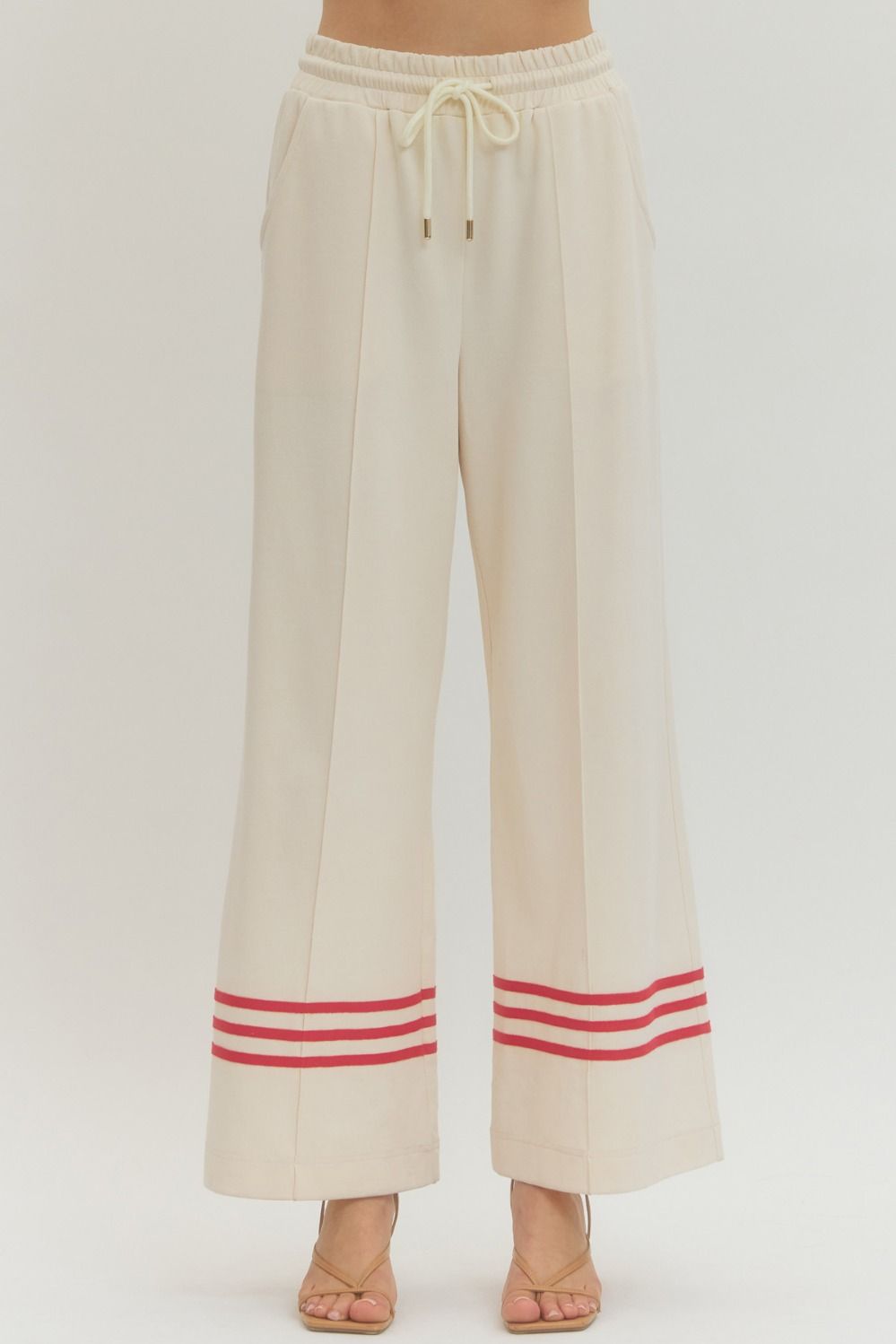 White and Red Stripe Pant