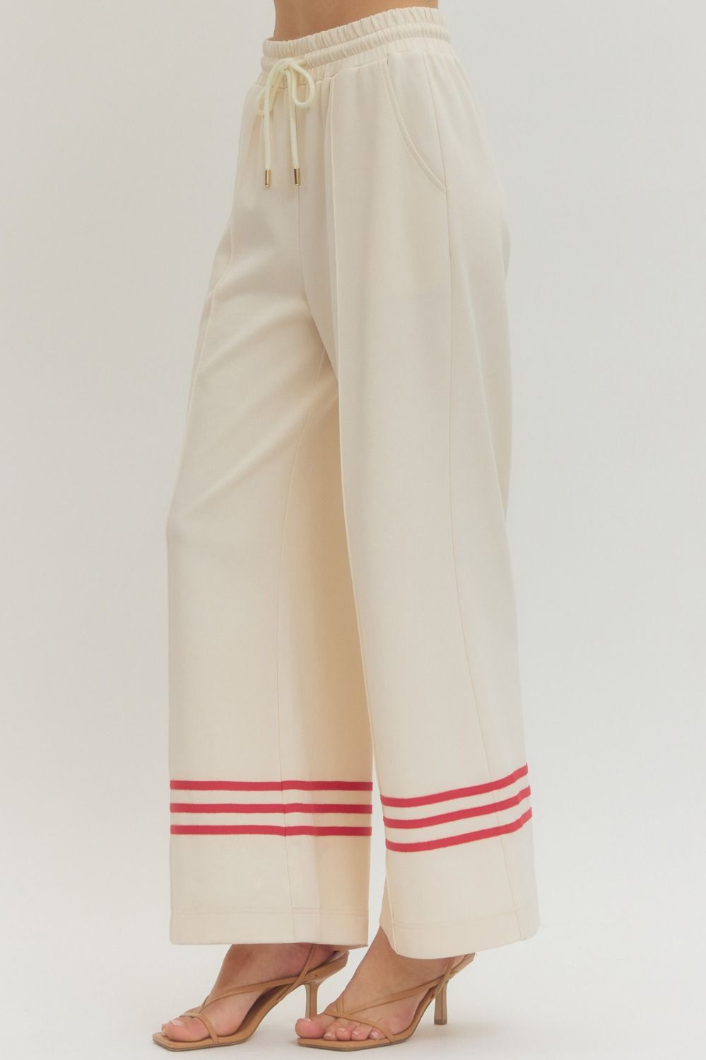 White and Red Stripe Pant