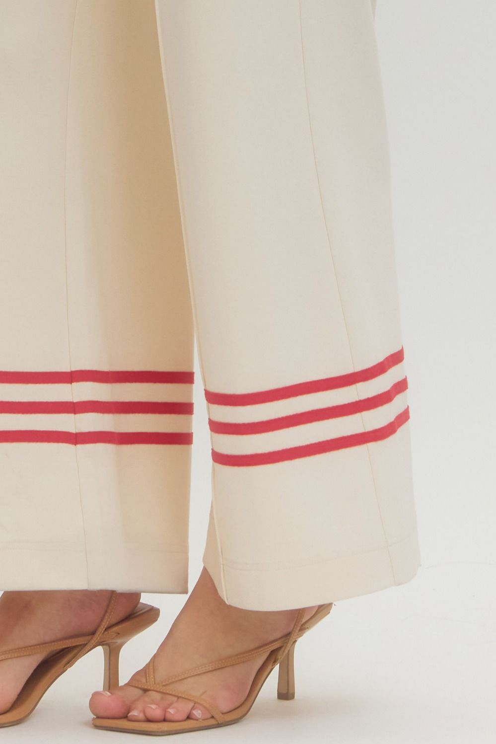 White and Red Stripe Pant