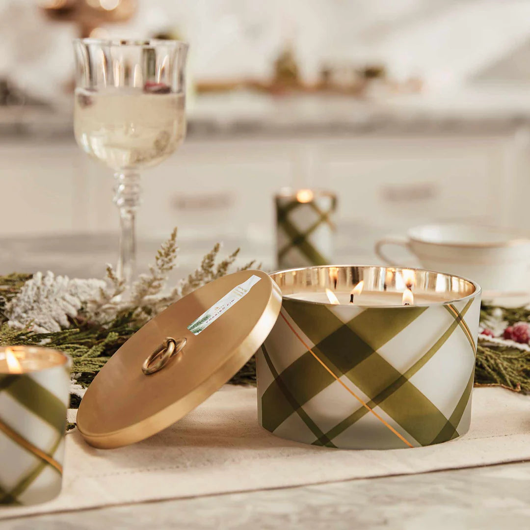 Frasier Fir Frosted Plaid Large 3-Wick Poured Candle, Plaid