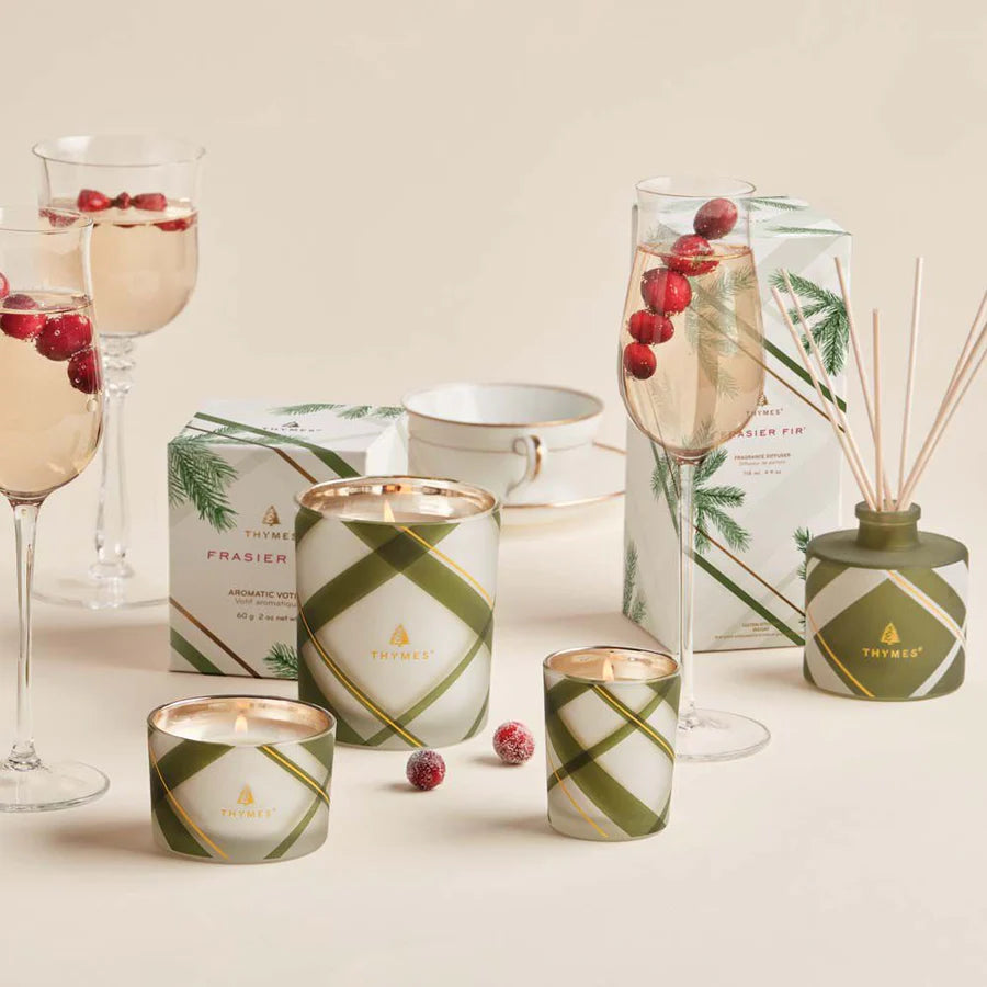 Frasier Fir Frosted Plaid Votive Candle, Plaid