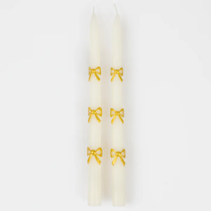 Gold Bow Taper Candles