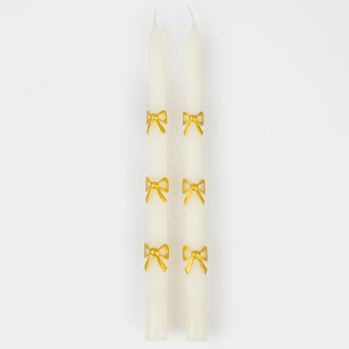 Gold Bow Taper Candles