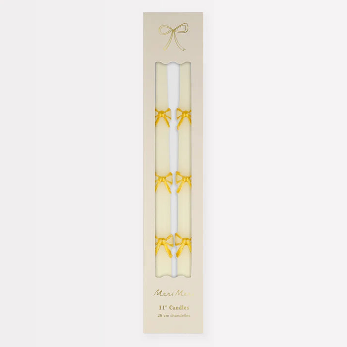 Gold Bow Taper Candles