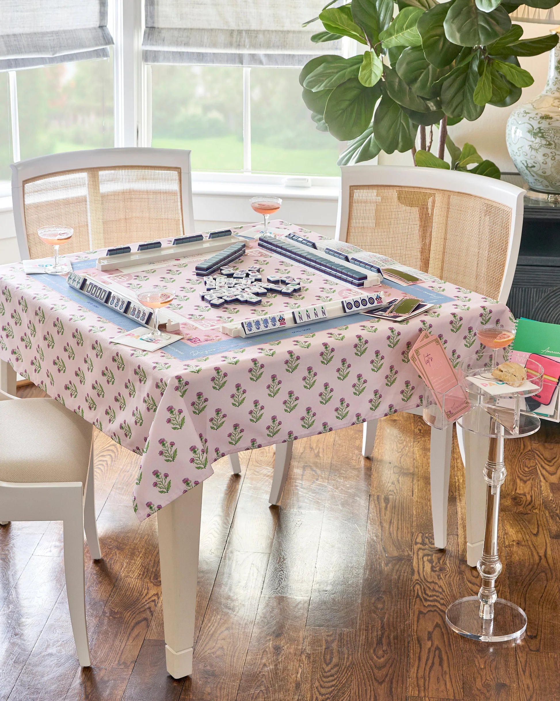 Purple Thistle Mahjong Tablecloth