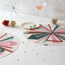 Ribbon Print 15" Round Table Mat