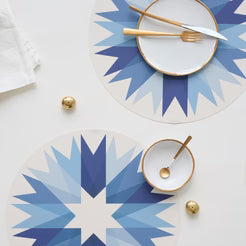 Ribbon Print 15" Round Table Mat